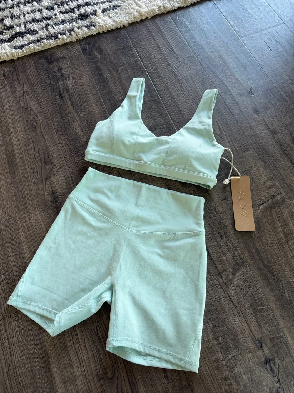 ACTA Light Mint Women's High-Rise Athletic Shorts - Picture 1 of 2